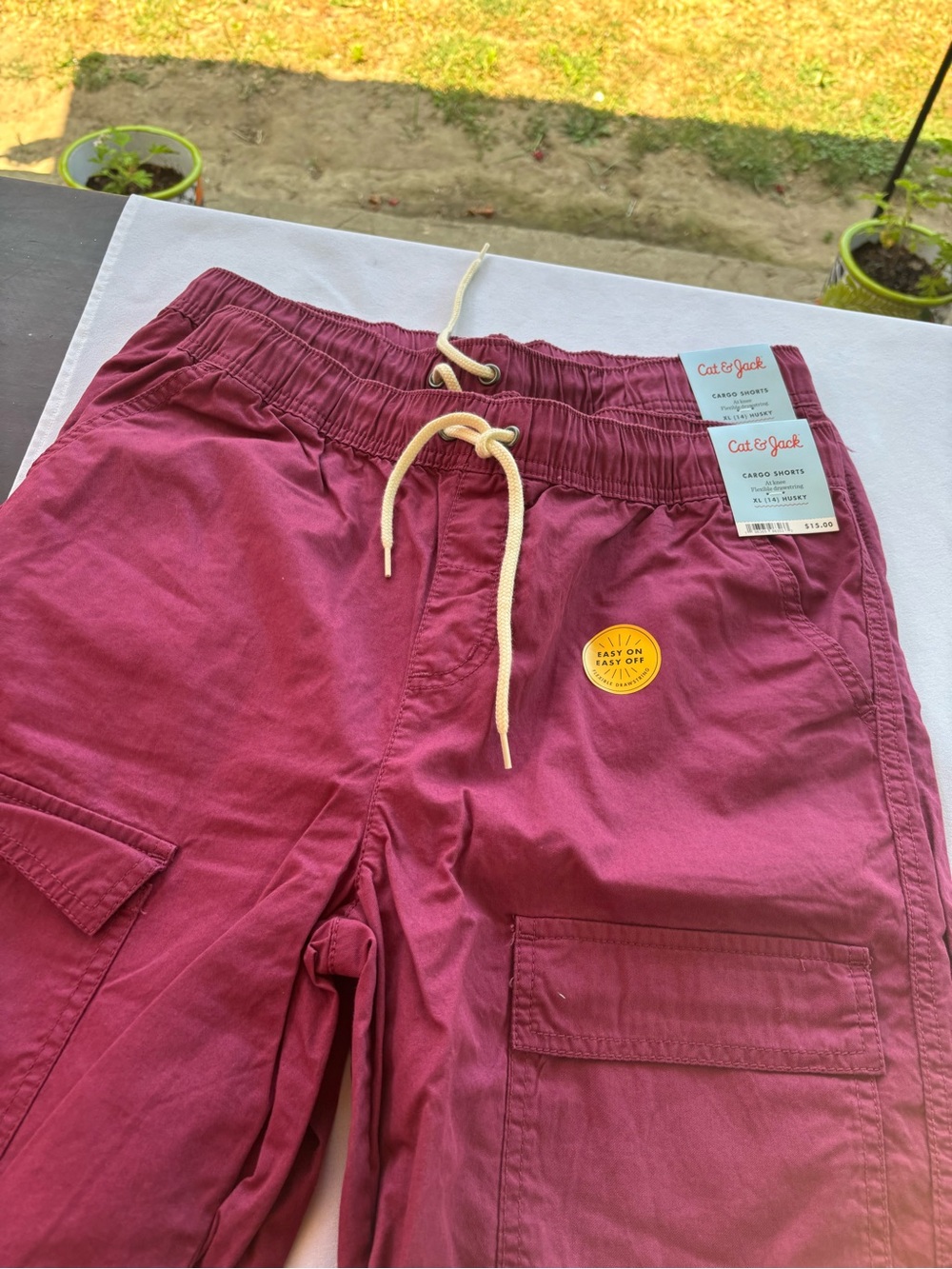 Cat & Jack Maroon Cargo Jogger Pants with Drawstring